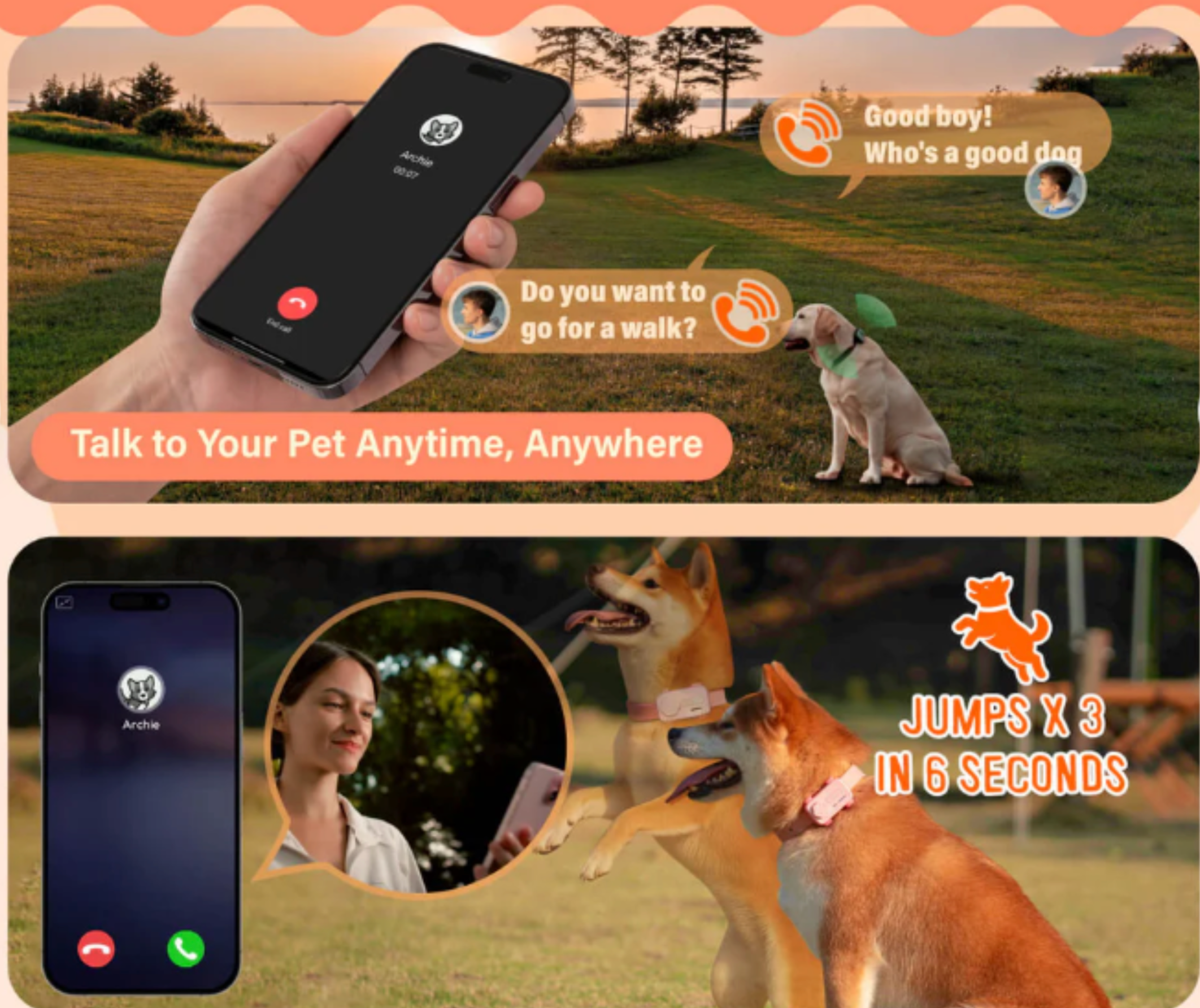 PetPhone smart collar features - talk to your pet anytime, anywhere and track activity